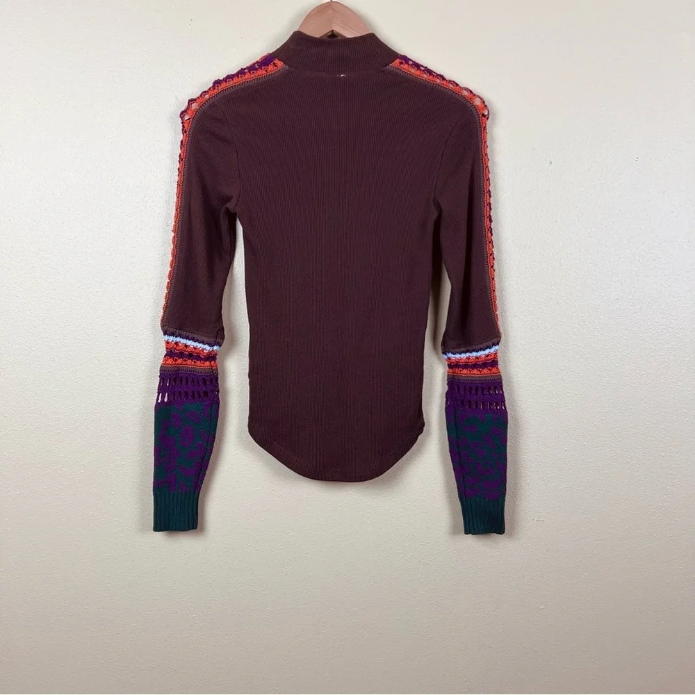 NWT Free People Top Pullover Crochet Switch It Up Boho Thermal Knit